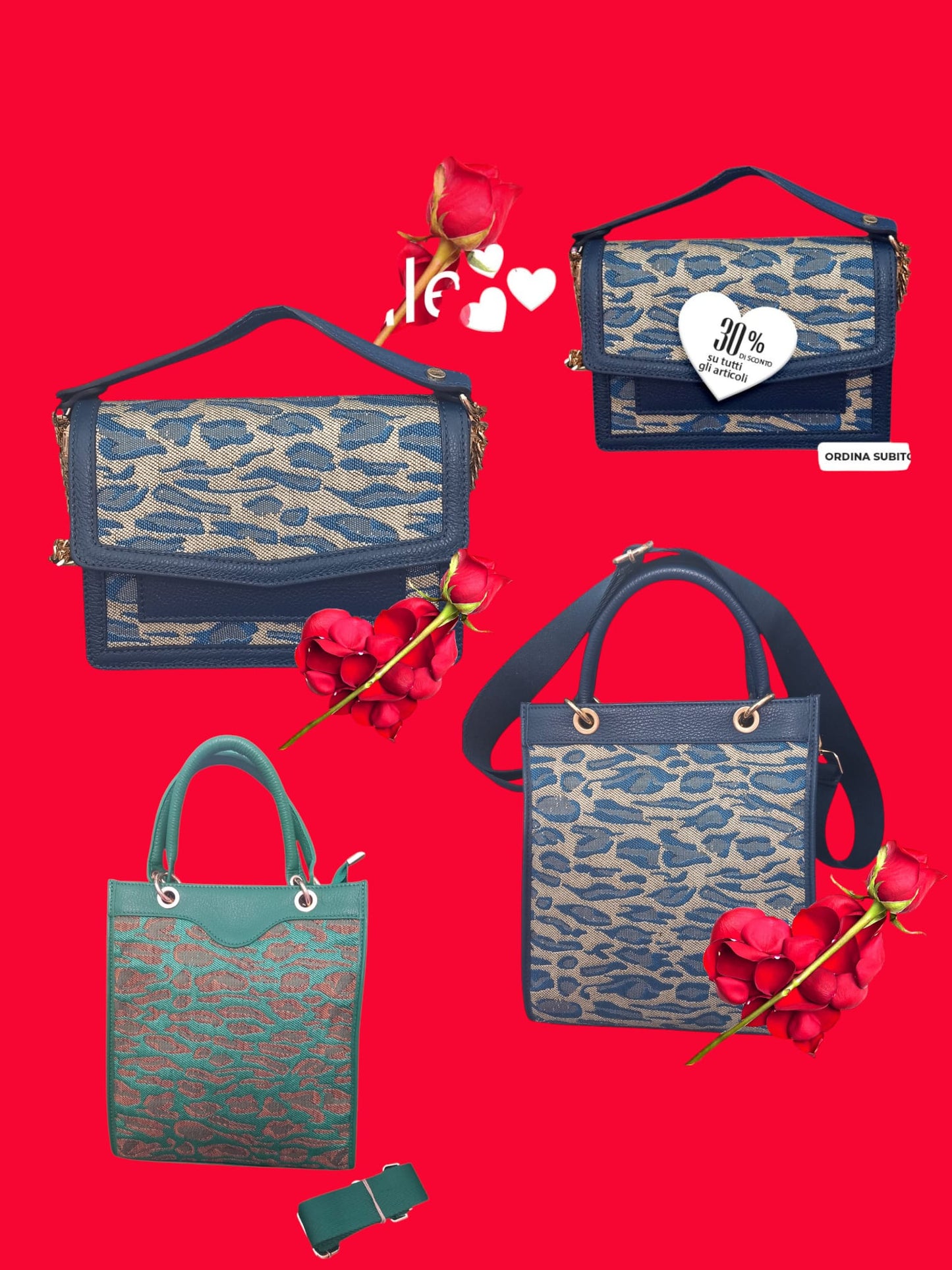 ANGELINA Jd Borsa a mano da donna blu grigio -Grande- - AVS-AURA