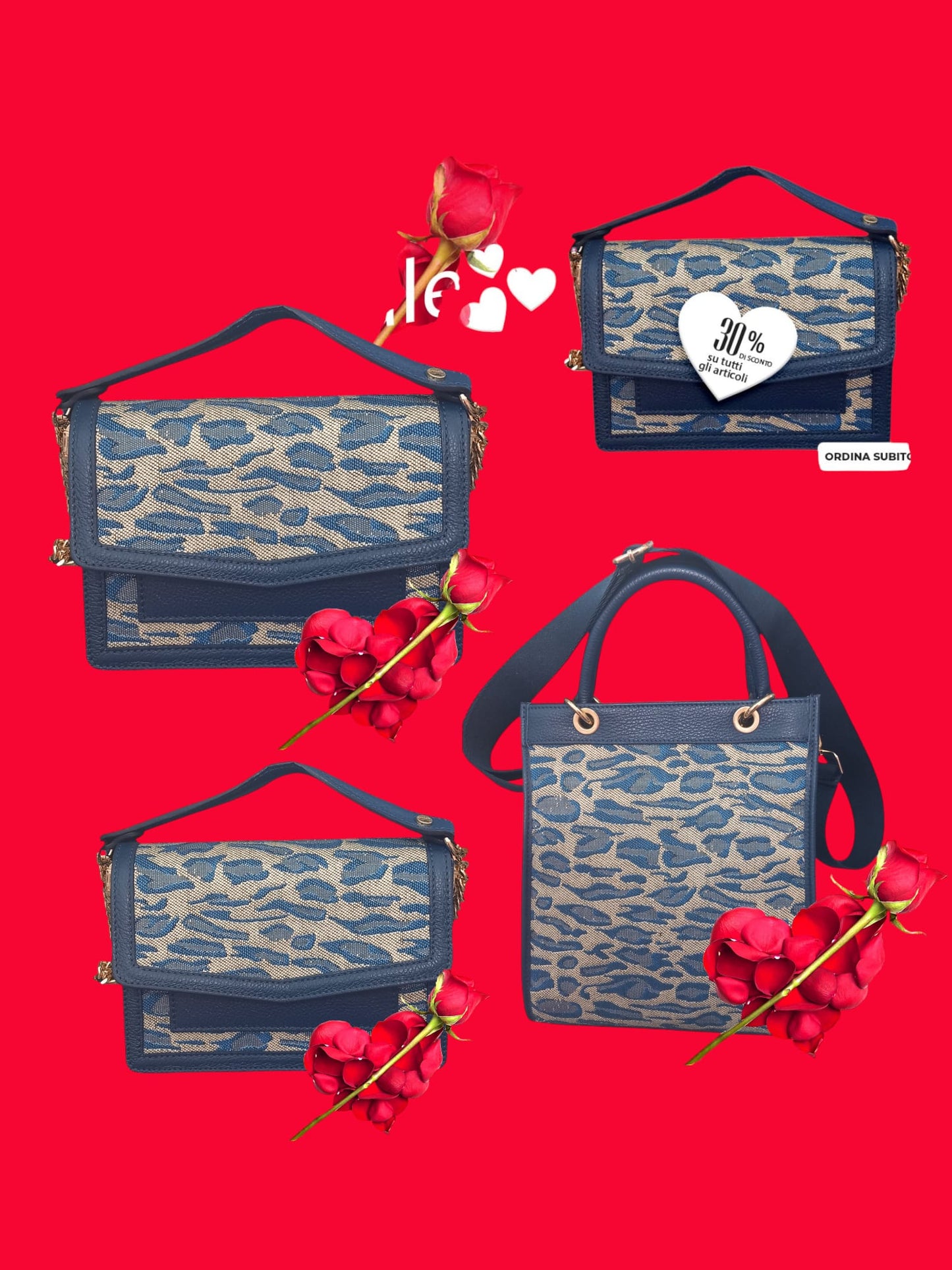 ANGELINA Jd Borsa a mano da donna blu grigio -Grande- - AVS-AURA