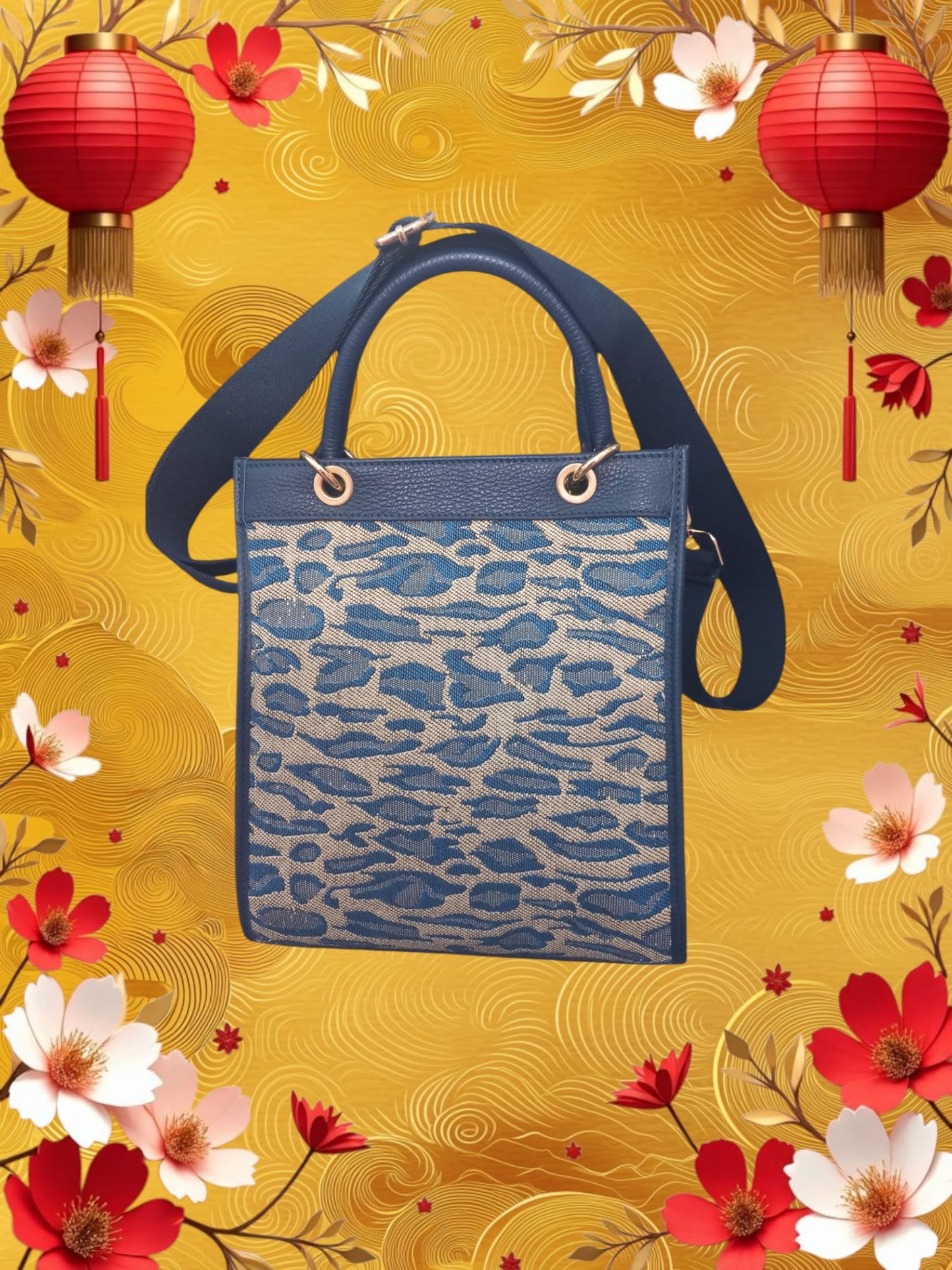 ANGELINA Jd Borsa a mano da donna blu grigio -Grande- - AVS-AURA